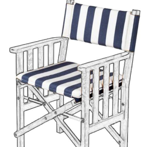 Cushion Set for Teak Directors Chair II and Helmsman Seat II - Navy/White