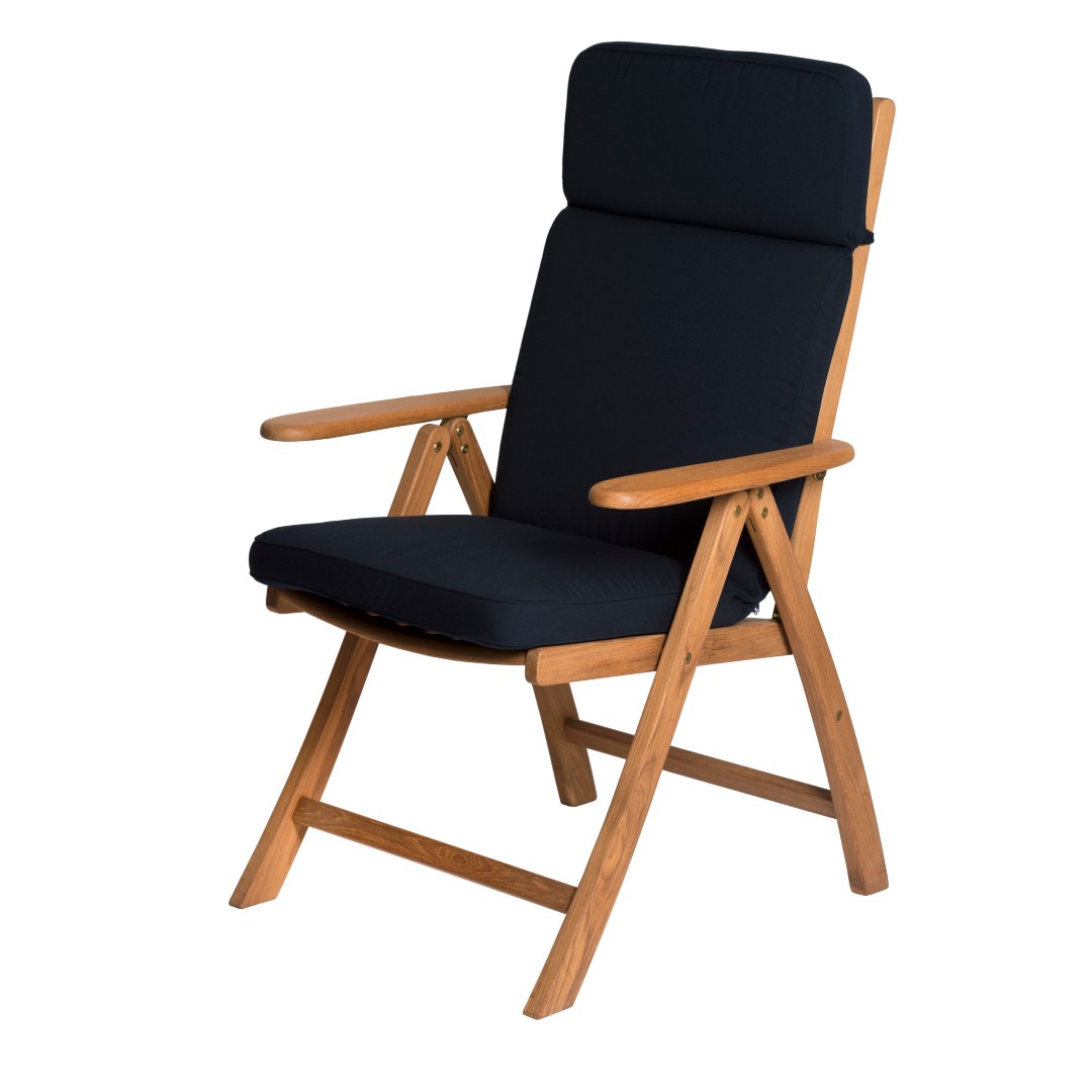 Solid-Teak-Reclining-Armchair-with-Navy-Cushions-1