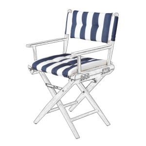 Cushion Set for Teak Directors Chair and Helmsman Seat - Navy/White